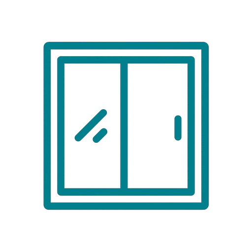 Line icon of a sliding glass door with directional arrows